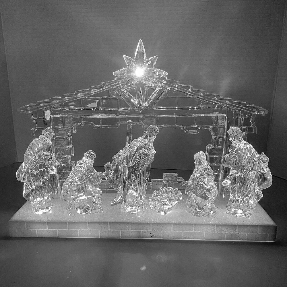 Nativity Scene Winter Wonder Lane Christmas LED Acrylic Light Up Has No Music
